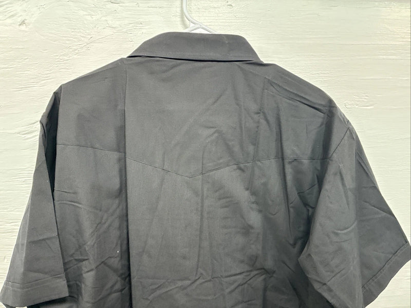 New Men’s ELY Cattleman Western Black Short Sleeve Pearl Snap 17.5 XL R-61