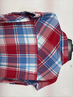 New Women’s Cumberland Red Blue Plaid Short Sleeve Button Up XL GG-21