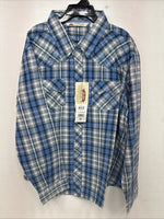New Women’s Cumberland Blue Plaid Long Sleeve Pearl Snap 3XL GG-58