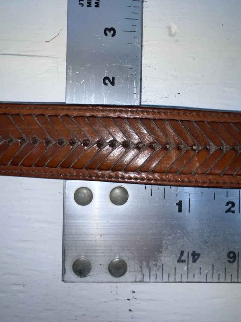 New Brown Genuine Leather Weaved 34” Belt #6520 JJ-67