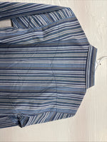New Kids ELY Classic Blue Stripe Long Sleeve Button Up Large CC-85