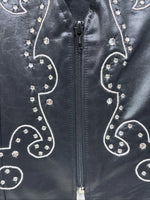 New Women’s 1848 RanchWear Black Rhinestone Sleeveless Vest Zip Up Large YY-43