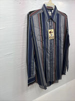 New Men’s ELY Cattleman Multicolor Stripe Long Sleeve Button Up 16 Large Q-35
