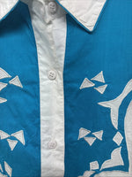 New Women’s Mine & Bills White Blue Long Sleeve Button Up Large TT-58