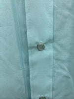 New Men’s White horse Blue Simple Long Sleeve Pearl Snap Medium K-55