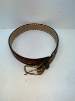 New Brown Genuine Leather Longhorn Tooled 32” Belt #82828 Z-93