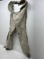 NOS Tan Show Chaps With Fringe Adjustable Waist 43” XL N-39