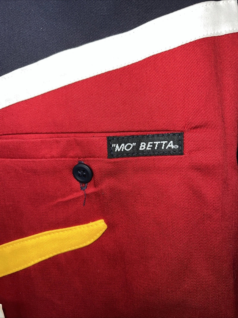 New Men’s Red Yellow White Blue “MO” Bette Button Up Long Sleeve Shirt L P-32
