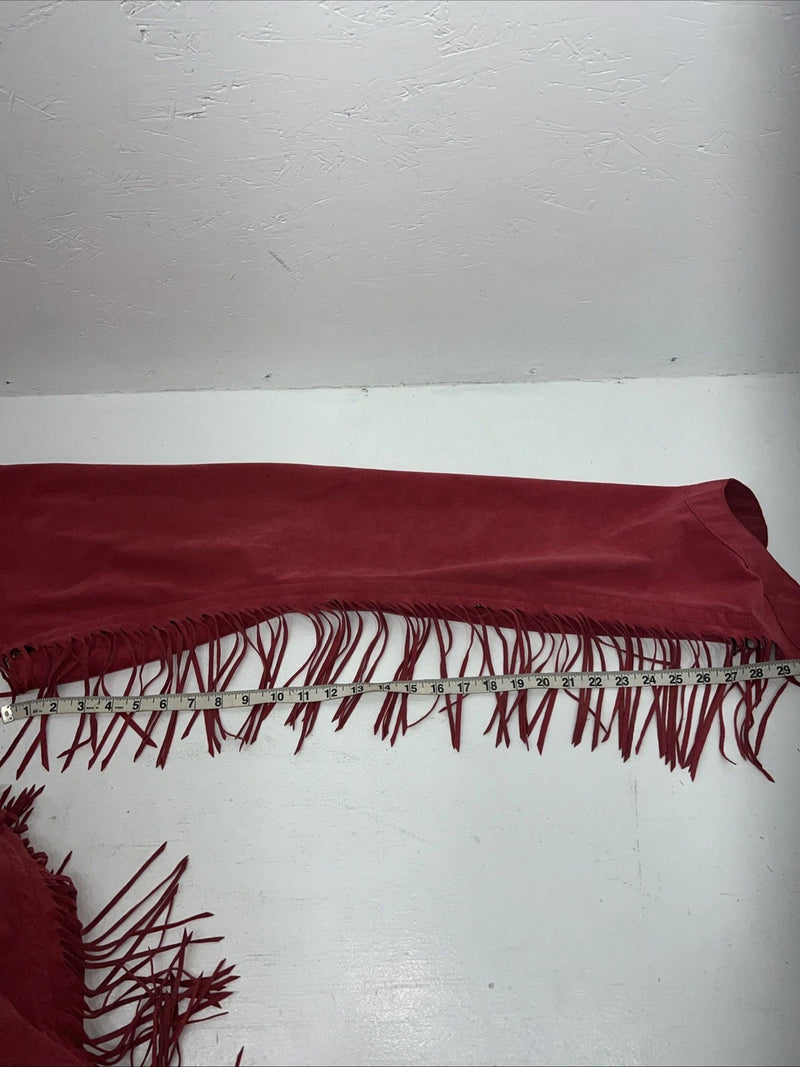 NOS Pink Show Chaps With Fringe Adjustable Waist 30” I-68