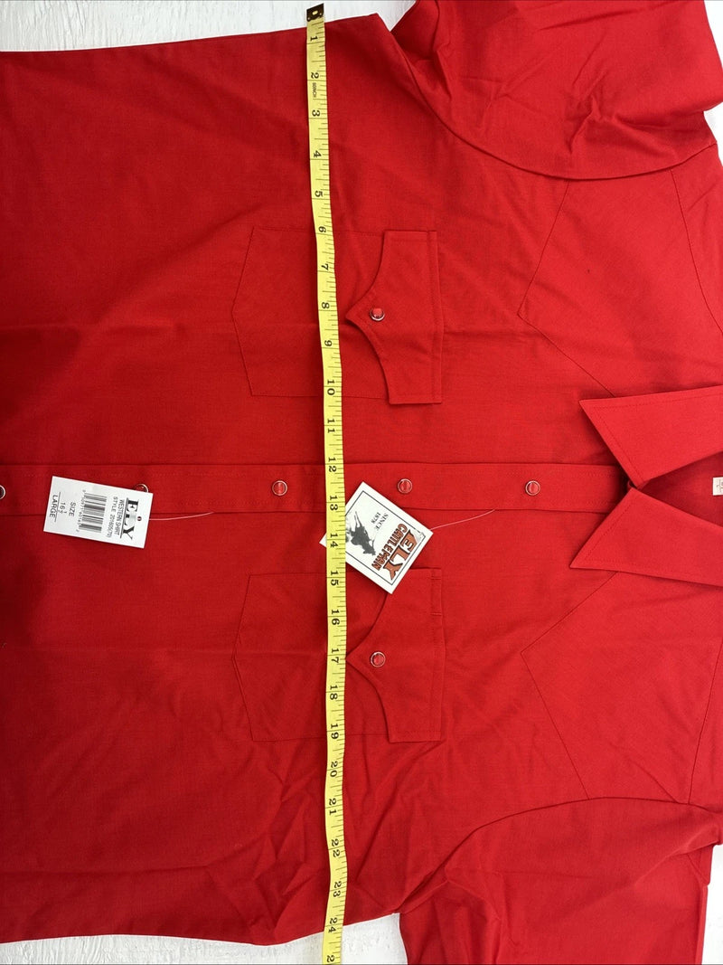 New Men’s ELY Cattleman Red Short Sleeve Pearl Snap 16.5 Large X-57