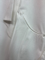 New Women’s Denim Jeans White Short Sleeve Button Up Large MM-139