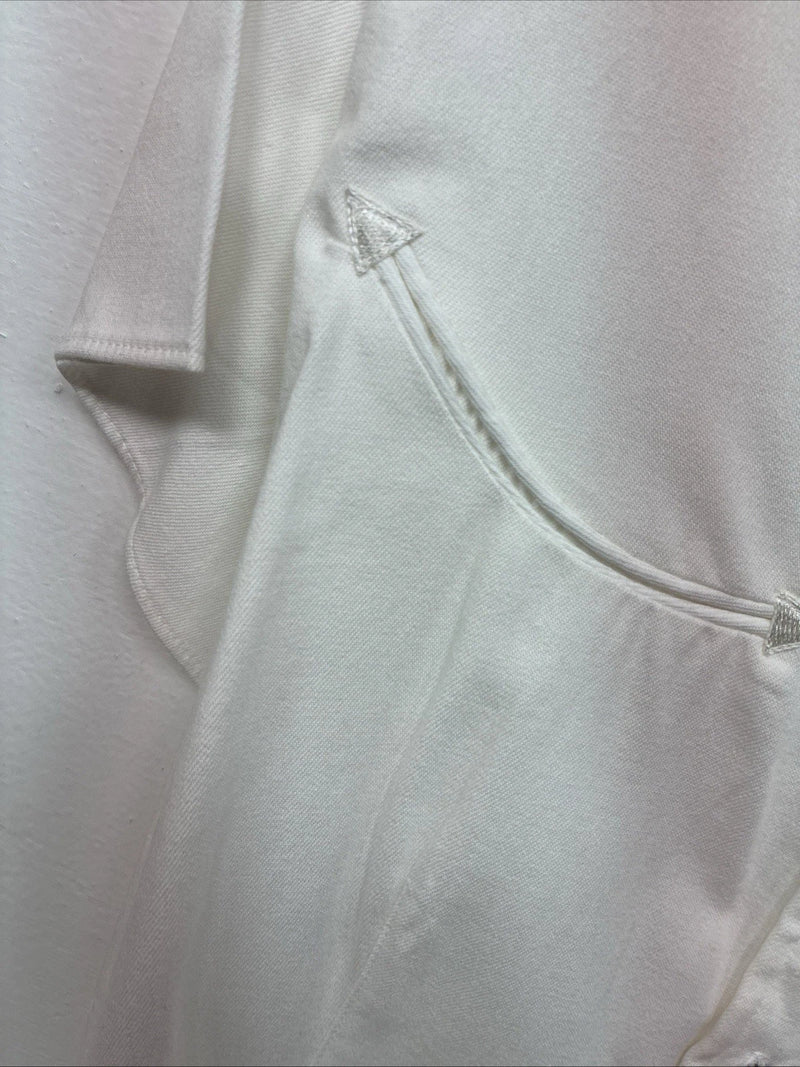 New Women’s Denim Jeans White Short Sleeve Button Up Large MM-139
