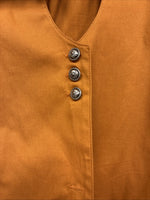 New Women’s Cumberland Orange Black Short Sleeve Button Up Large TT-68