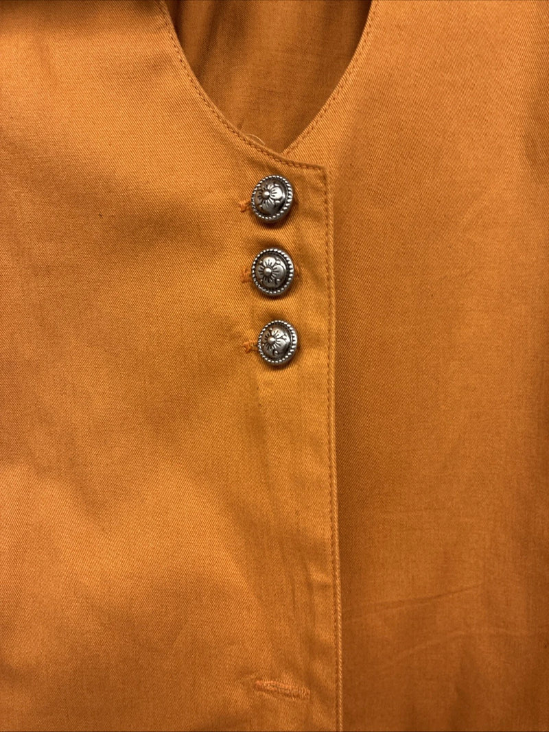 New Women’s Cumberland Orange Black Short Sleeve Button Up Large TT-68
