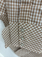 New Men’s Circle S Brown White Checkered Long Sleeve Pearl Snap XL R-14