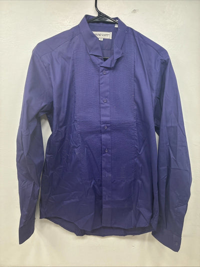 New WAYNE SCOTT Purple Long Sleeve Button Up English Shirt Medium TT-37