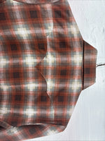 New Men’s Panhandle Slim Orange Plaid Long Sleeve Pearl Snap Small J-64