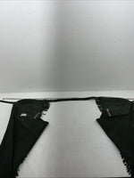 New Green Congress Leather Show Chaps With Fringe Adjustable Waist 51” N-26