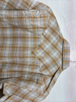New Youths Karman Orange Gray Plaid Long Sleeve Pearl Snap Size 16 CC-66