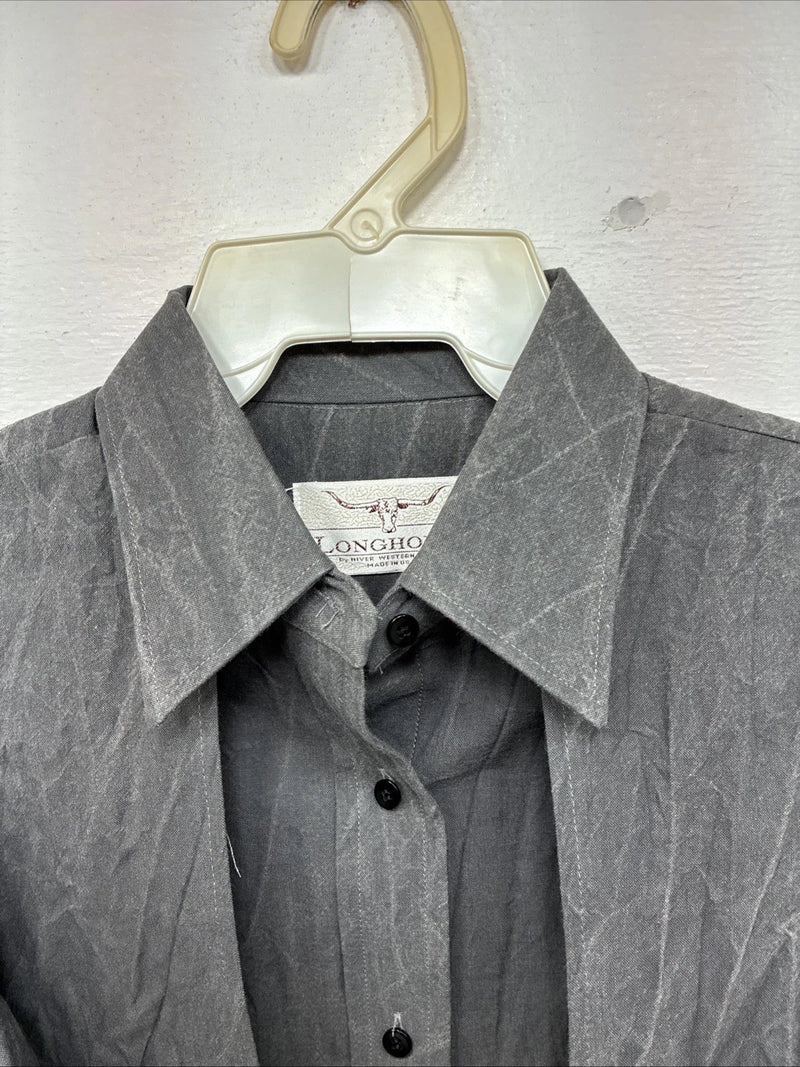 New women’s Longhorn Gray Long Sleeve Button Up Size 30 MM-74