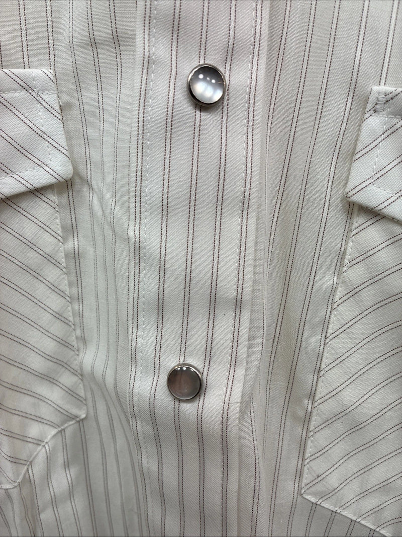 New Men’s H Bar C White Stripe Designed Long Sleeve Pearl Snap 15 Medium O-64