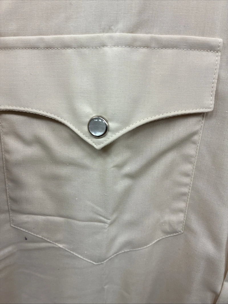 New Men’s H Bar C Tan Simple Short Sleeve Pearl Snap 16 Large O-32