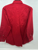 New Men’s Wrangler Red Long Sleeve Button Up Shirt Medium J-85