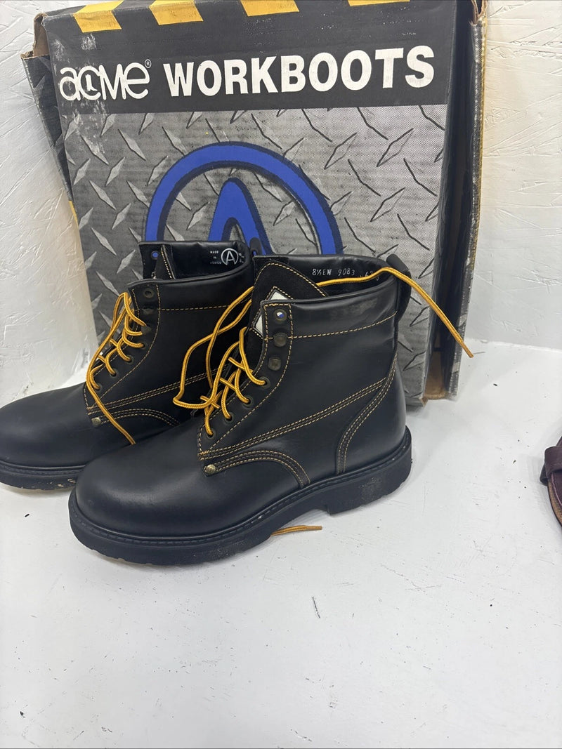 New Nlack Lace Up Work Boots Mans Size 8.5 Brand Work Boots  3-7