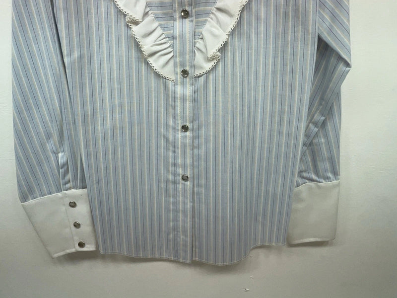 New Women’s Blue Striped H Bar C Long Sleeve Button Up Shirt #20119 3B-33