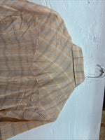 New Men’s ELY Cattleman Orange Plaid Short Sleeve Pearl Snap Large X-61