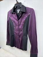 New Women’s Roughrider Purple Black Long Sleeve Button Up Small 3B-8
