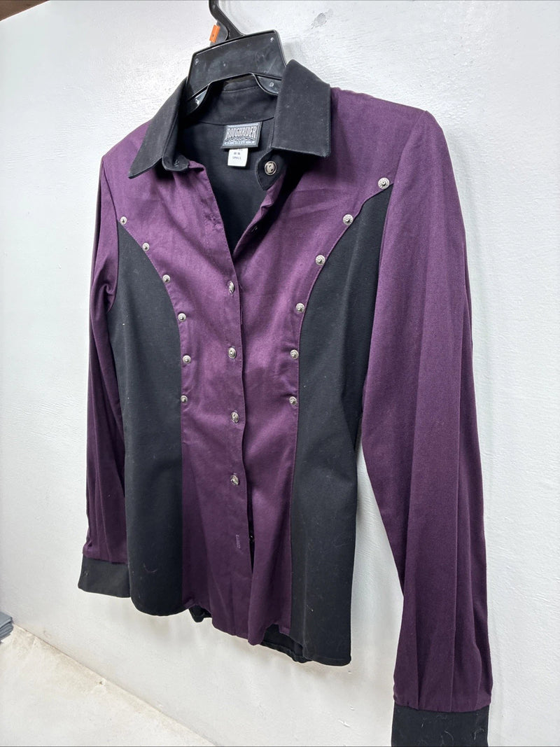 New Women’s Roughrider Purple Black Long Sleeve Button Up Small 3B-8