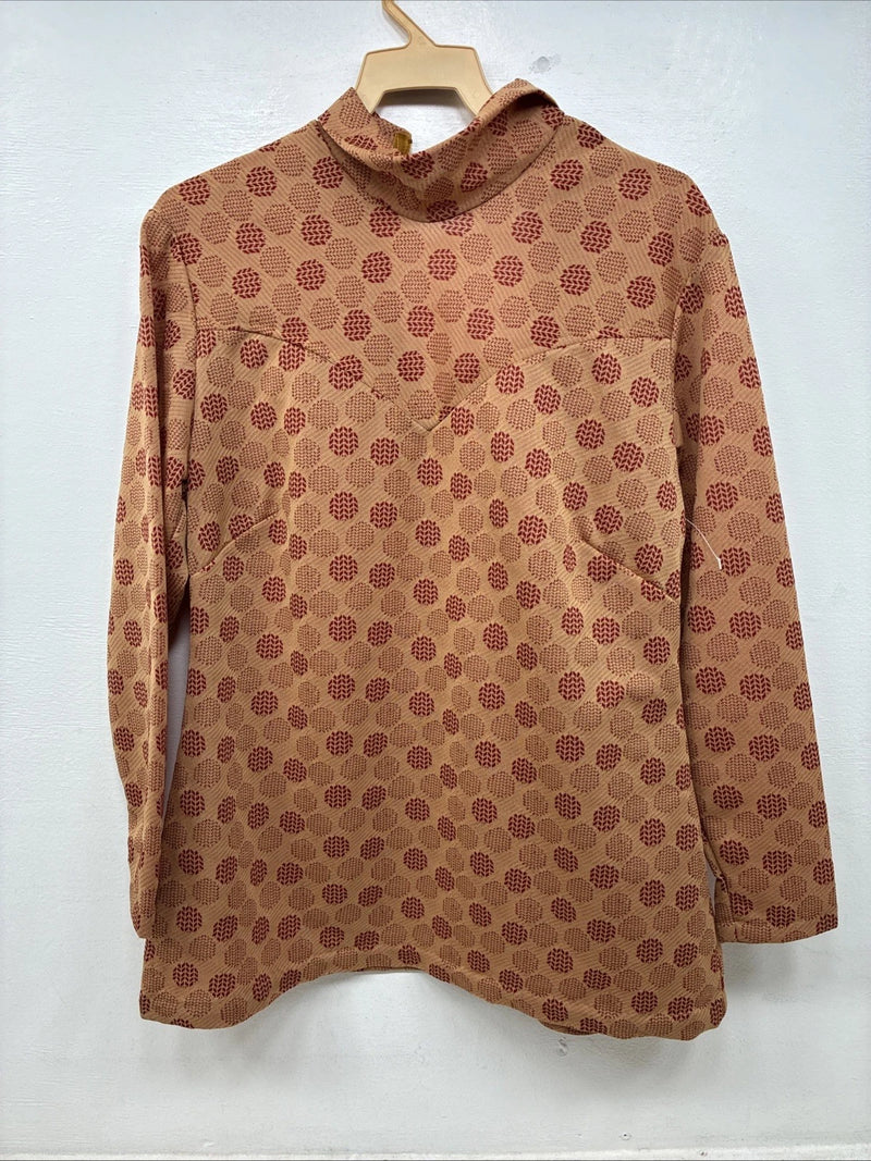 New Women’s Panhandle Slim Tan Red Long Sleeve Half Zip Shirt Size 18 TT-90