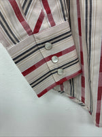 New Boys White Horse Red Stripe Long Sleeve Pearl Snap Medium DD-113