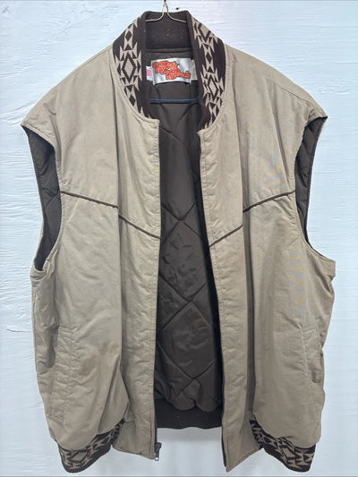 New Men’s Comfy Casuals Brown Western Design Jacket Vest XL J-56