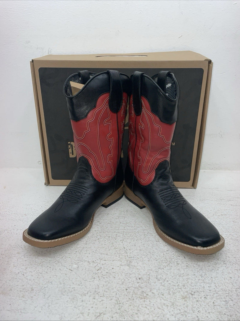 New Youth Black DBL Barrel Cowboy Boots. 4472001 5. 2-97