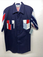 New Men’s Blue Cowboy Threads Short Sleeve Button Up Shirt. L S-19