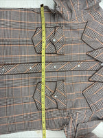 New Kids Champion Western Brown Design Long Sleeve Pearl Snap Size 16 CC-92
