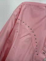 New Women’s White Horse Pink Gem Long Sleeve Pearl Snap XL II-38