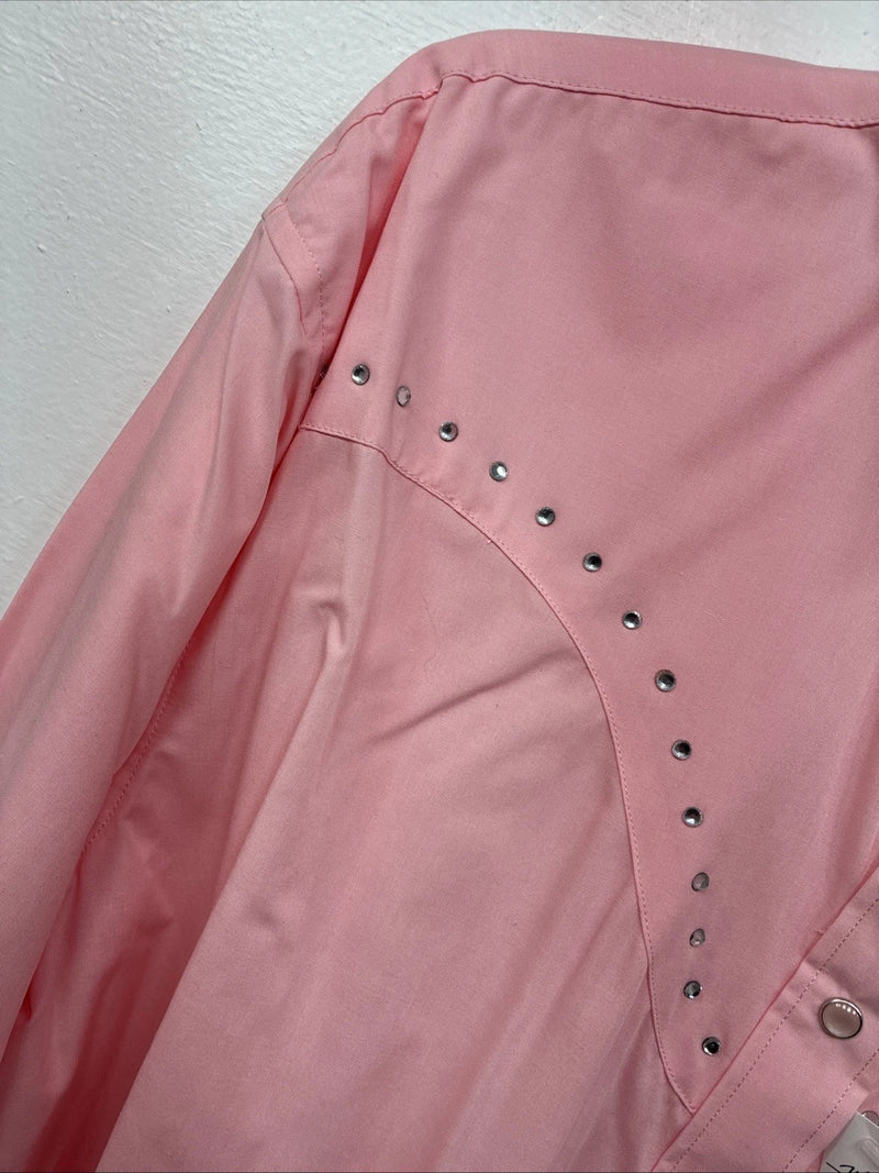 New Women’s White Horse Pink Gem Long Sleeve Pearl Snap XL II-38