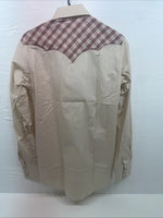 New Men’s Champion Western Tan Long Sleeve Pearl Snap 15.5 X 34 Medium B-111