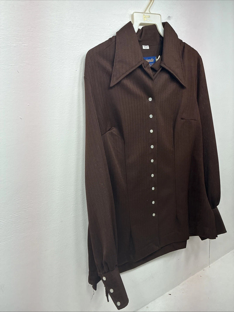 New Women’s Panhandle Slim Brown Long Sleeve Pearl Snap Size 18 KK-13