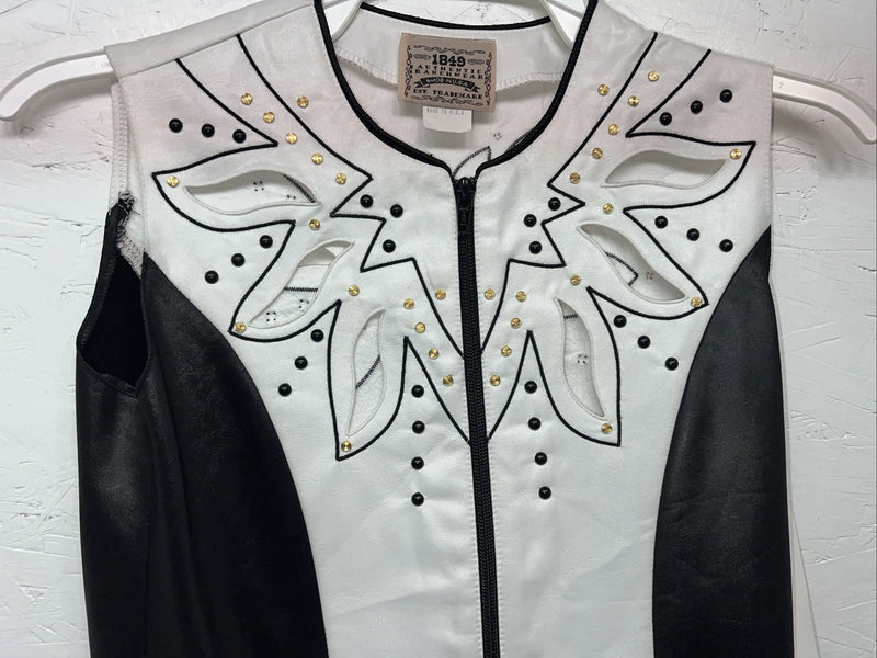 New Women’s 1849 Authentic Ranchwear White Black Western Show Vest XXS H-600