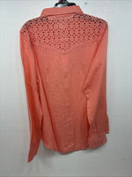 New Women’s Cumberland Pink Designed Long Sleeve Pearl Snap Small II-100