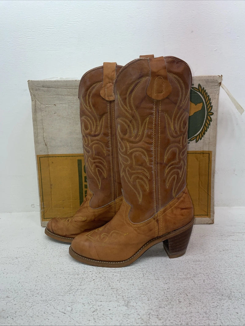 New Women’s Brown Texas Brand Cowboy Boots. 4944 6.5 6 1/2 M. 1-40