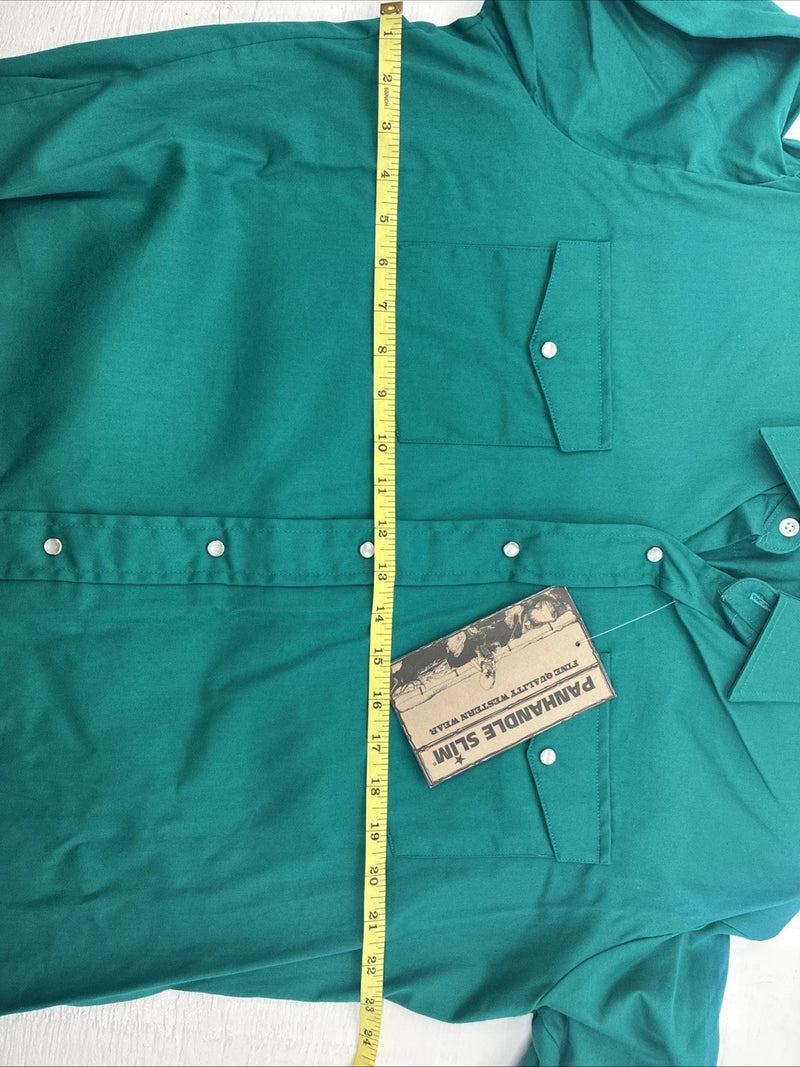 New Men’s Panhandle Slim Green Long Sleeve Pearl Snap 16.5 Large V-89