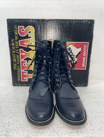 New Youth Navy Lace Up Texas Brand Cowboy Boots. 3255 3.5 3 1/2 D. 22-41