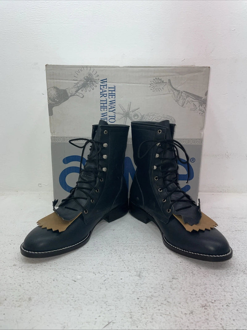 New Men’s Navy Lace Up Acme Cowboy Boots. C 4016 8 M. 4-115