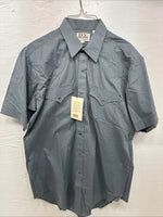 New Men’s ELY Cattleman Gray Short Sleeve Pearl Snap 16.5 Large AA-27