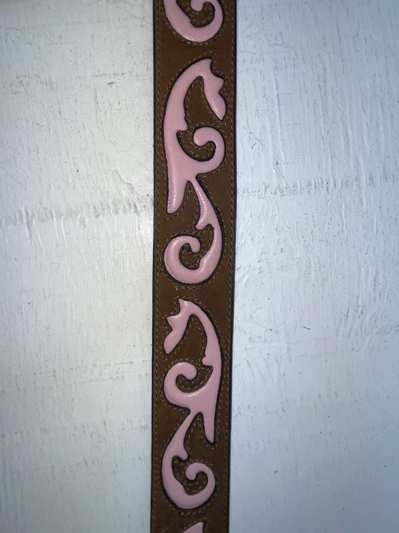 New Brown Genuine Leather Nocona Pink Patterned S Belt #N34430273 JJ-133